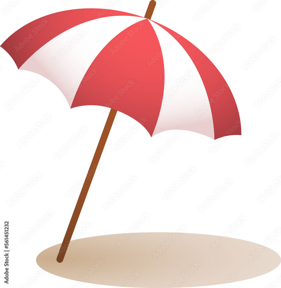 beach umbrella isolated on transparent  background in flat style. Cartoon  illustration