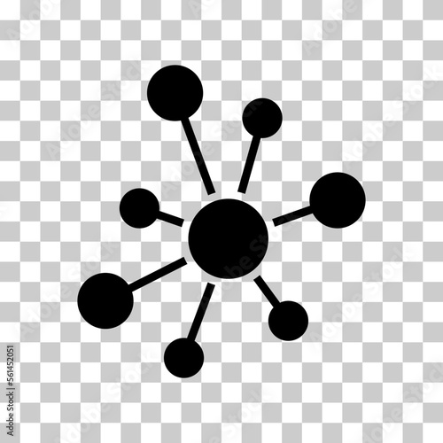 Hub flat network icon, connect structure vector symbol isolated background, technology system