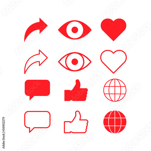 Set of Interface buttons for web design, social media icon symbol , vector illustration