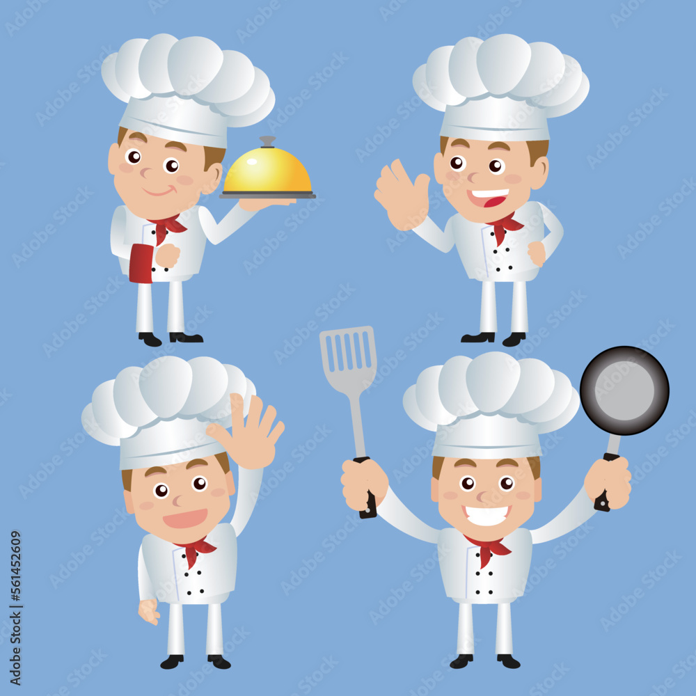 Chef with different poses. vector