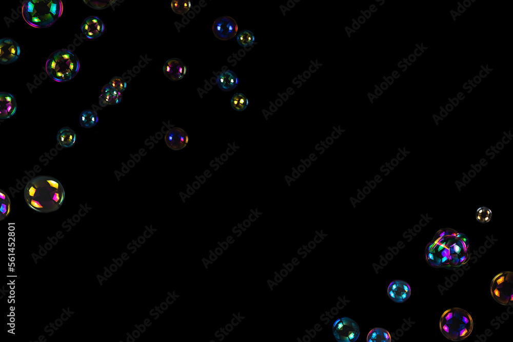 Soap bubbles isolated on a black background Soap bubbles isolated on a black background