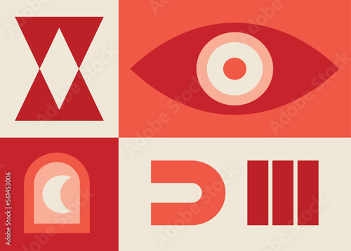 Neo Geo Modernism Graphic Design.
Abstract geometric shapes and figures.