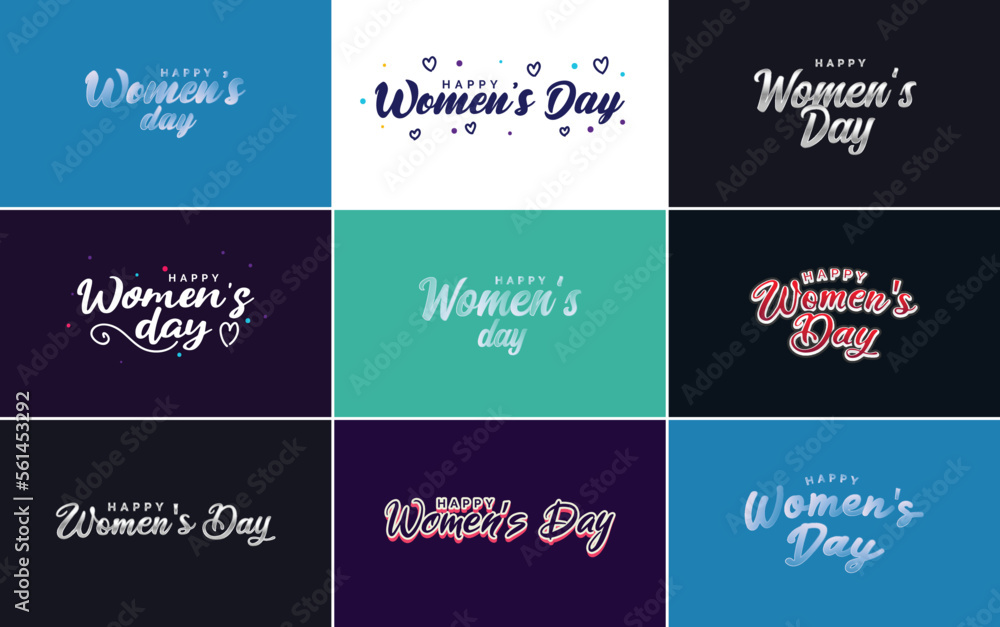 Set of Happy International Woman's Day signs and emblems vector design elements. signs. labels. badges collection