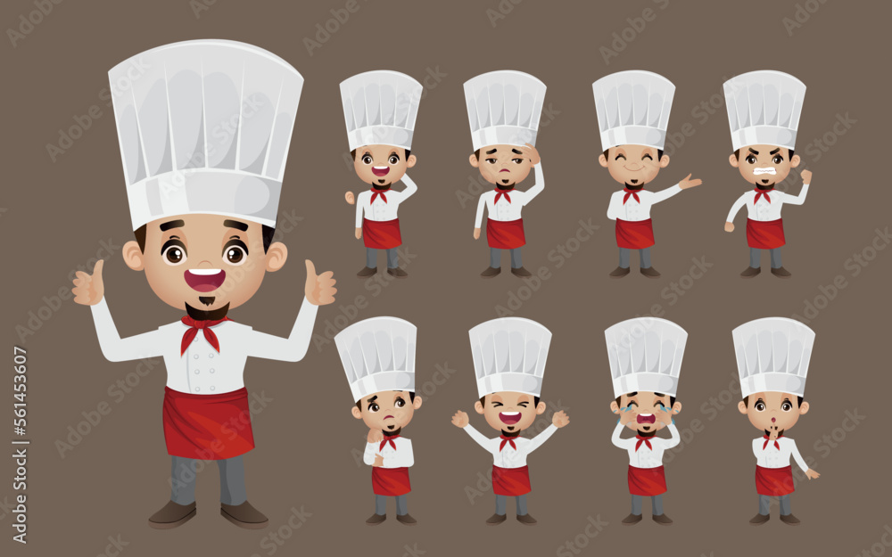 Chef with different poses. vector Chef with different poses. vector
