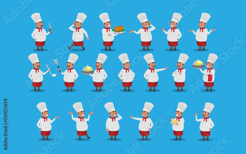 Wallpaper Mural Chef with different poses. vector Torontodigital.ca