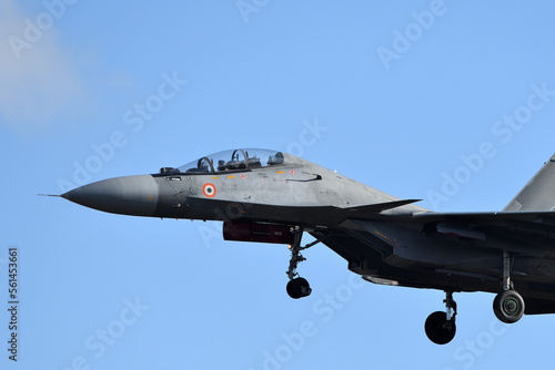 An Indian Air Force fighter jet on approach.