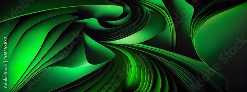 Panoramic green abstract wave wallpaper  green background