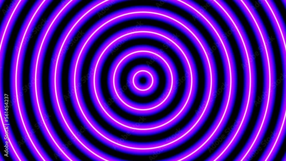 Animated decreasing towards the center neon violet linear circles or rings on black background. Motion graphic backdrop Animated decreasing towards the center neon violet linear circles or rings on black background. Motion graphic backdrop