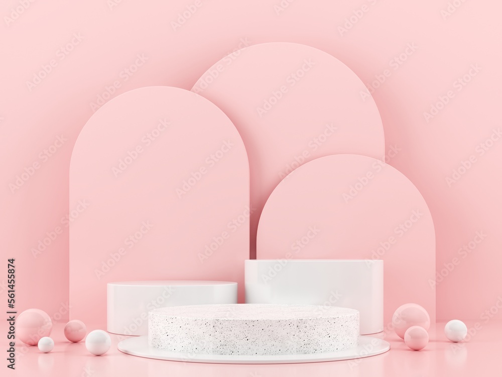 Minimal scene abstract podium geometric shape pastel color. design template modern style wall background for booth ,stage ,product display ,table ,mock up composition. 3d rendering ,3d illustration