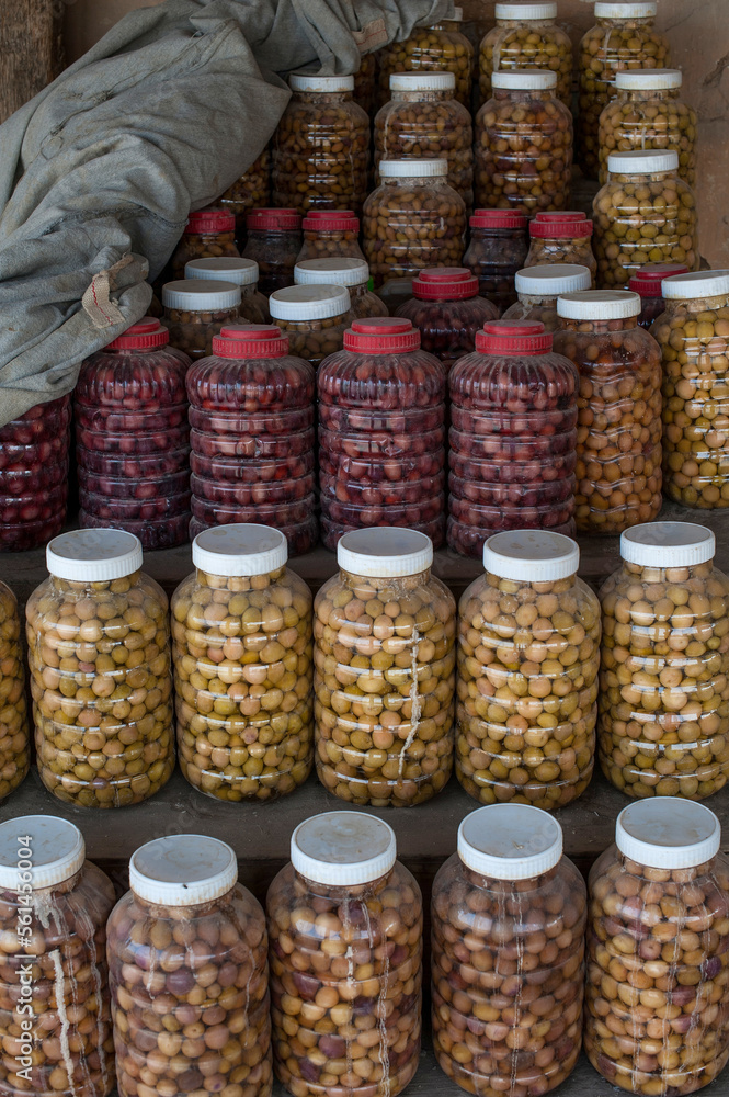 Local dates on display outside a shop in the Egyptian oasis town of Siwa, Egypt. .