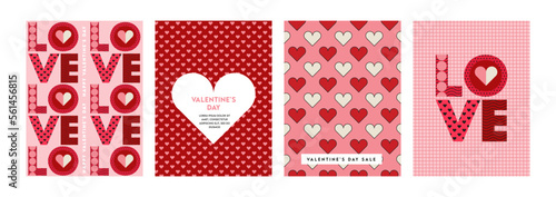Valentines day. Romantic set vector pattern backgrounds. Modern pink and red pattern with hearts for wedding, valentine's day, birthday. Ornament for postcards, wallpapers, wrapping paper, hobbies. photo