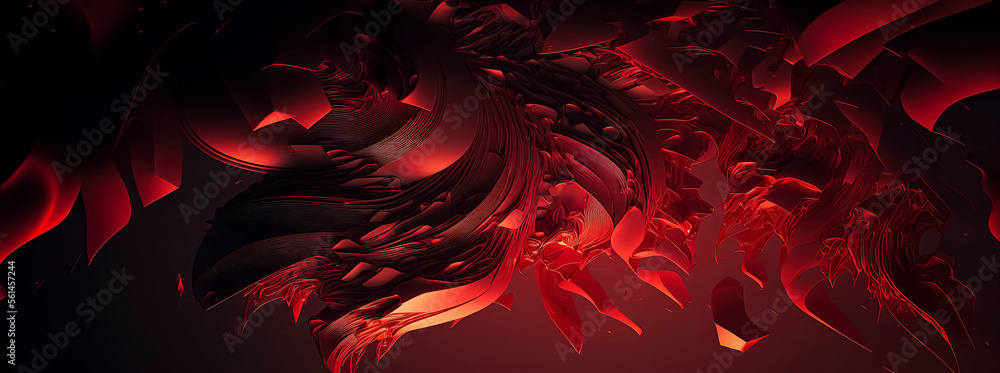 red abstract fluid wave wallpaper, red panoramic background