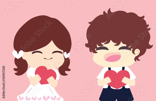 cut little boy and girl for Valentine s day decoration 