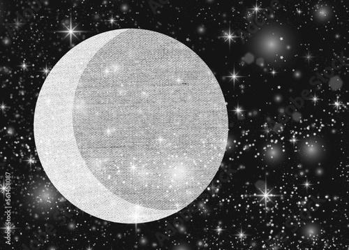 満月と星空の背景イラスト、三日月と夜空のバックグラウンド、天体の背景イラスト