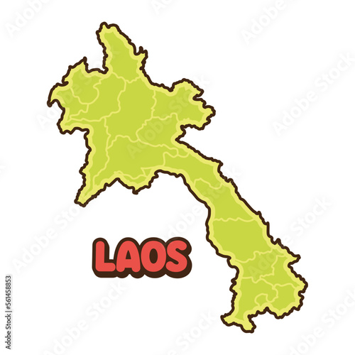 Laos map country vector icon cartoon illustration