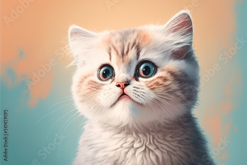 adorable cat portrait with funny face expression, Generative AI