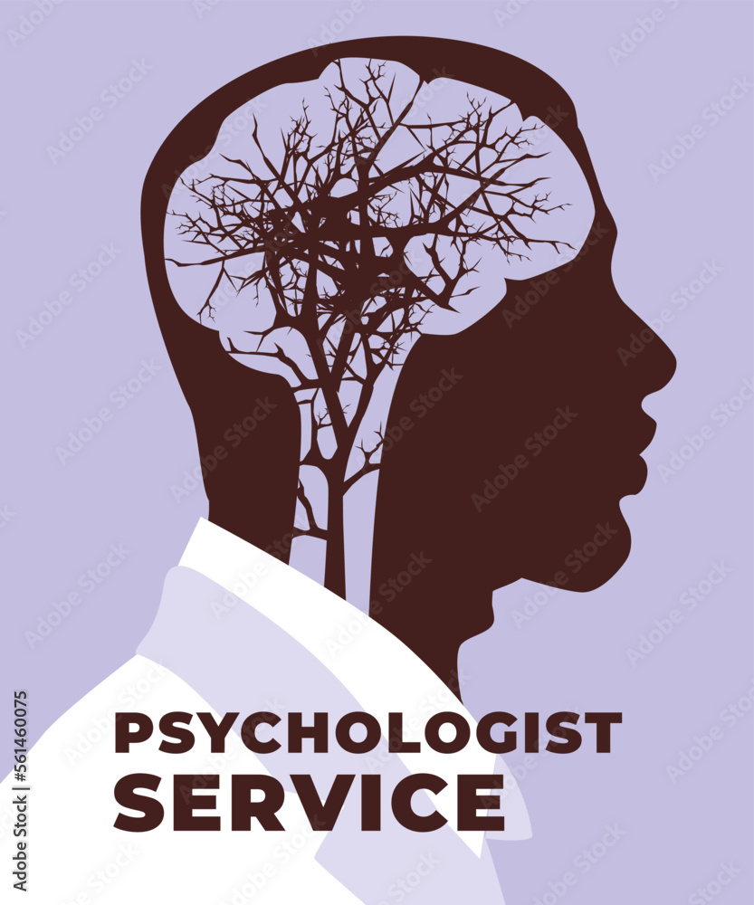 profile of a person with a brain disorder. A psychological metaphor for