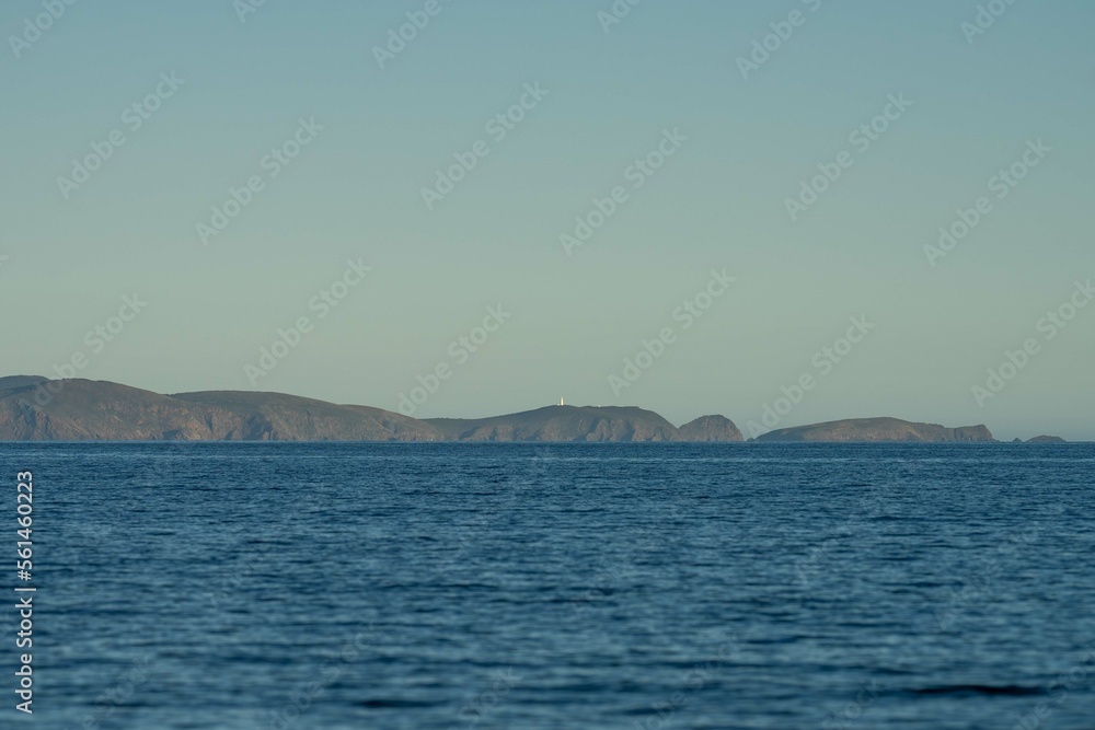 beautiful island on a blue ocean in summer