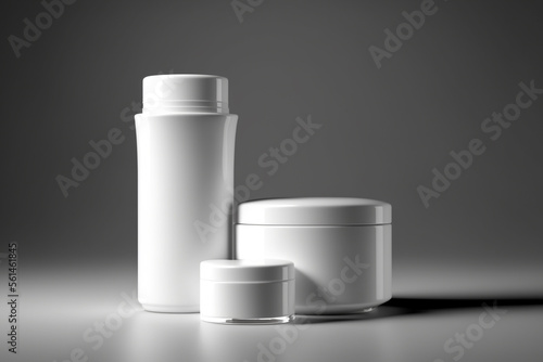 blank skincare tube on flat design a lot of space 3d dark-blue and gold rich background products display podium scene with blue leaf platform, Generative AI