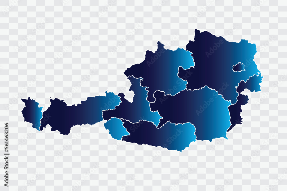 Austria Map indigo Color on White Background quality files png
