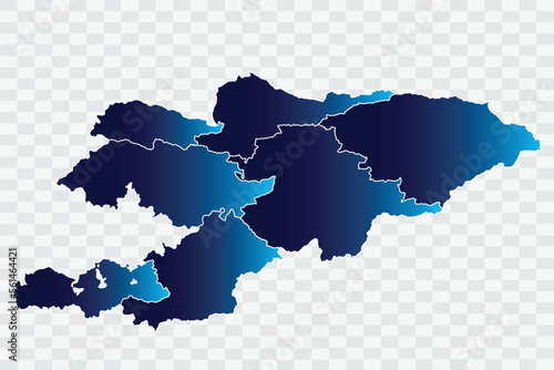 Kyrgyzstan Map indigo Color on White Background quality files png