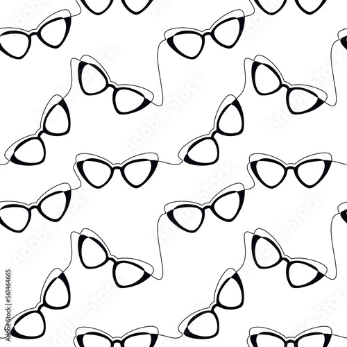 Linear sunglasses seamless pattern vector. One line continuous drawing icon. Abstract fashion backdrop illustration. Wallpaper, background, fabric, textile, print, wrapping paper or package design.