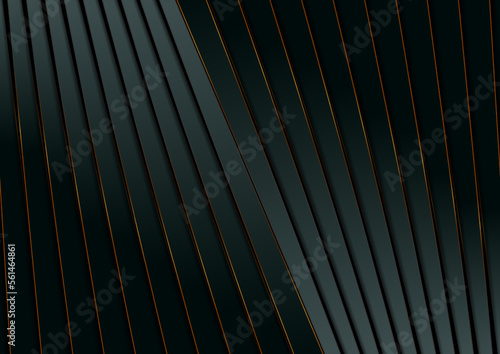 Dark blue striped background with golden lines. Concept abstract geometric vector design