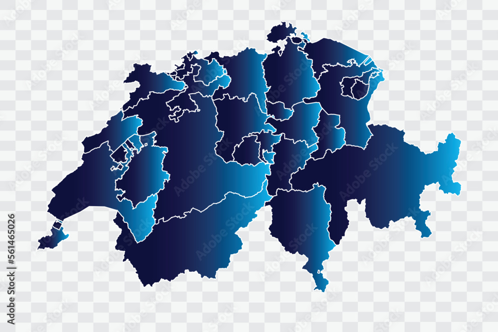 Switzerland Map indigo Color on White Background quality files png
