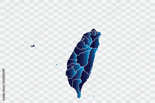 Taiwan Map indigo Color on White Background quality files png