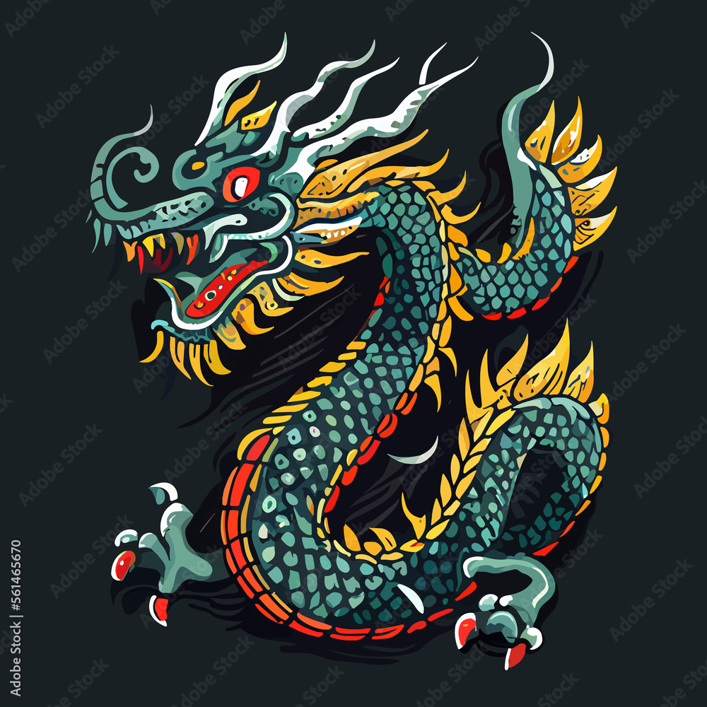 Obraz premium chinese dragon vector icon illustration