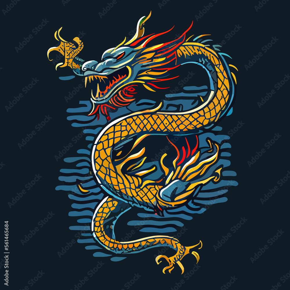 Fototapeta premium chinese dragon vector icon illustration