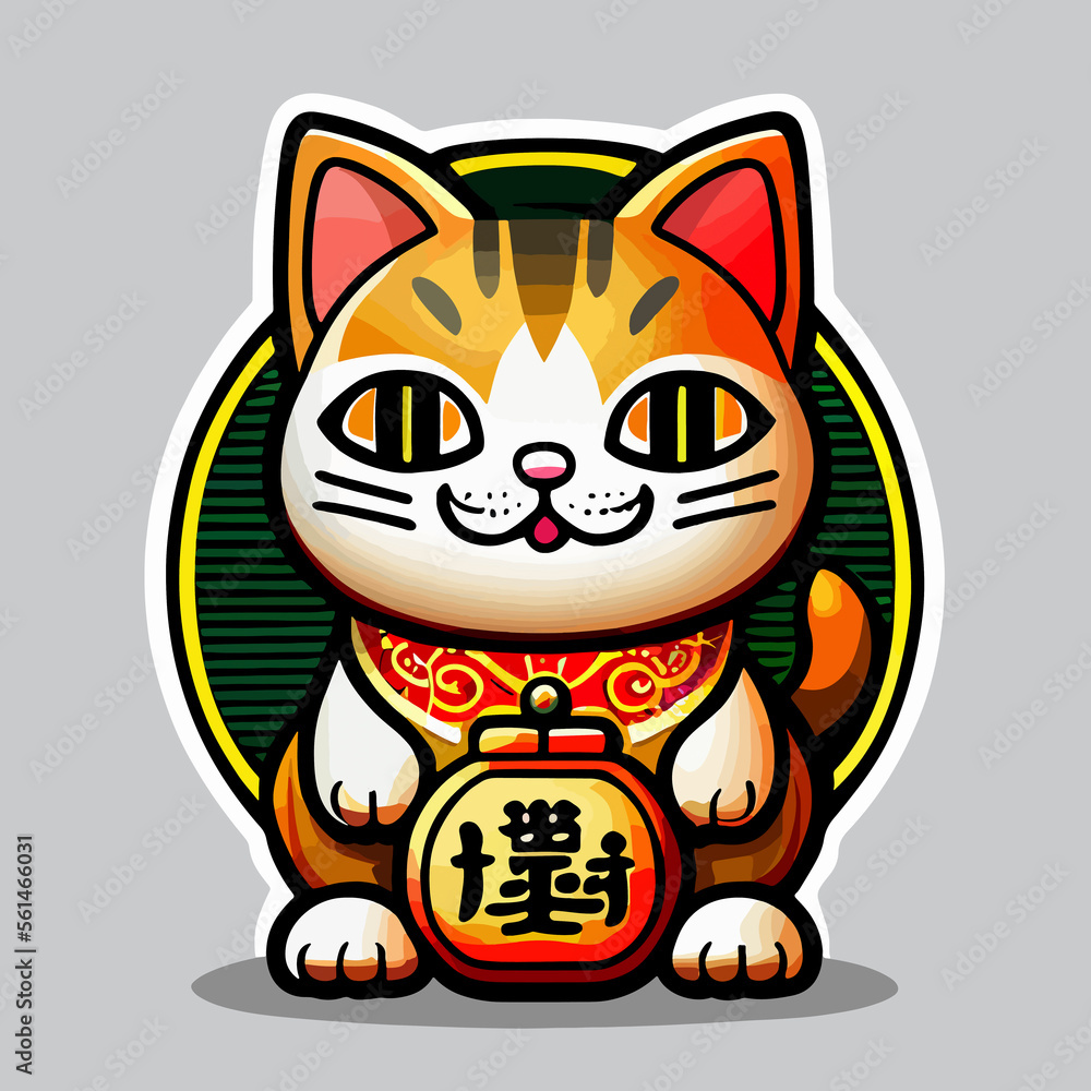 lucky cat flat design, vector art, lucky cat icon, chinese