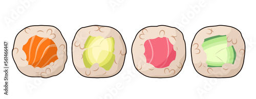 A set of sushi maki on a white background. Japanese cuisine.
