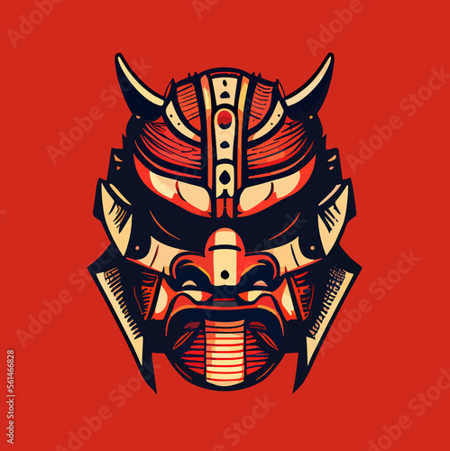 samurai mask flat design, samurai mask vector icon illustration