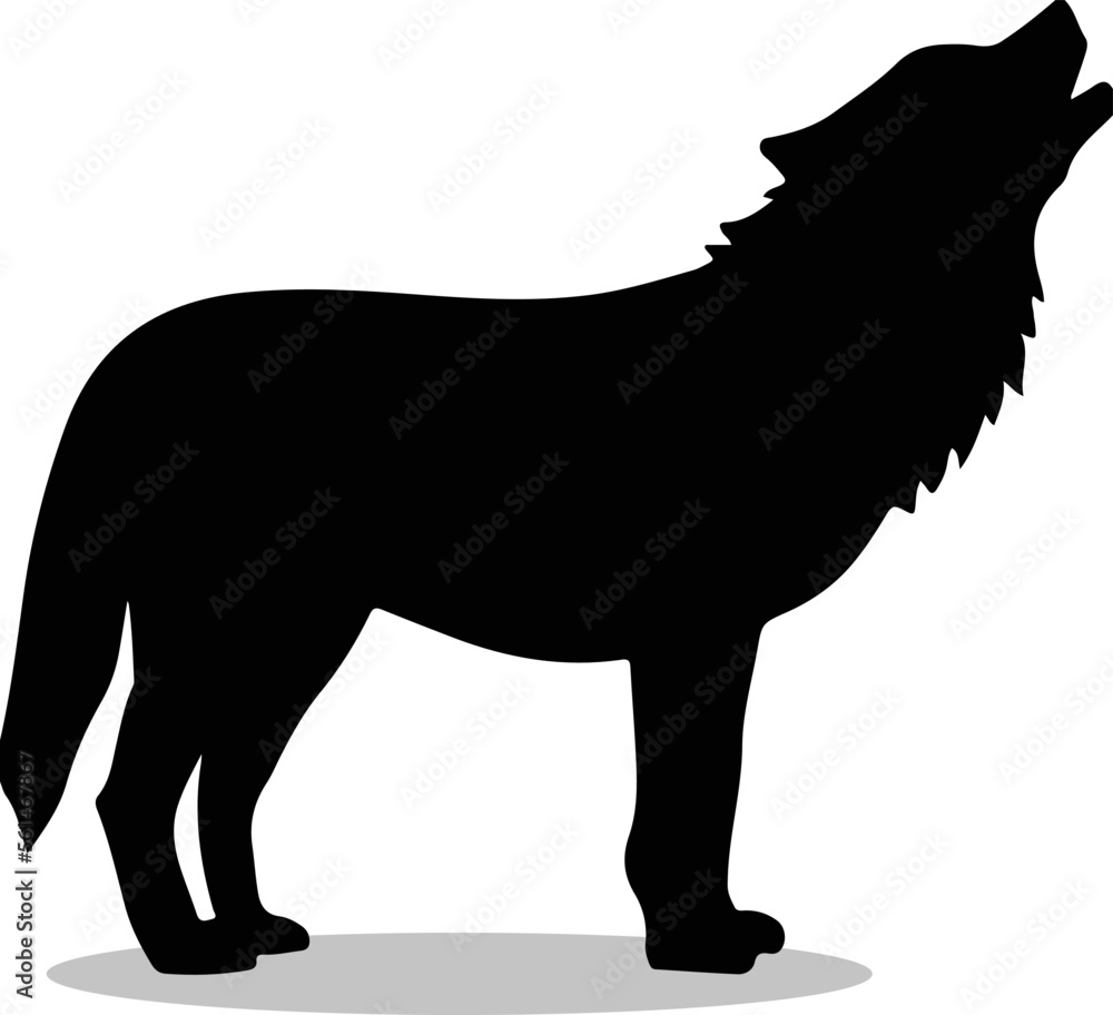 Fototapeta premium Wolf Silhouette, Wolf Vector Silhouette, Wolf cartoon Silhouette , Wolf Free Silhouette, Wolf Silhouette Vector, Wolf, Wolf icon, Wolf vector, 