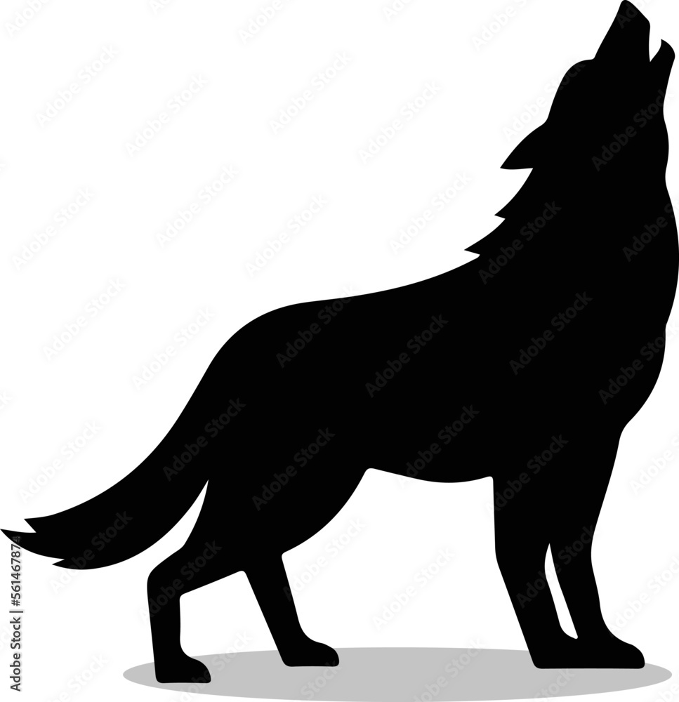 Fototapeta premium Wolf Silhouette, cute Wolf Vector Silhouette, Cute Wolf cartoon Silhouette, Wolf vector Silhouette, Wolf icon Silhouette, Wolf Silhouette illustration, Wolf vector 