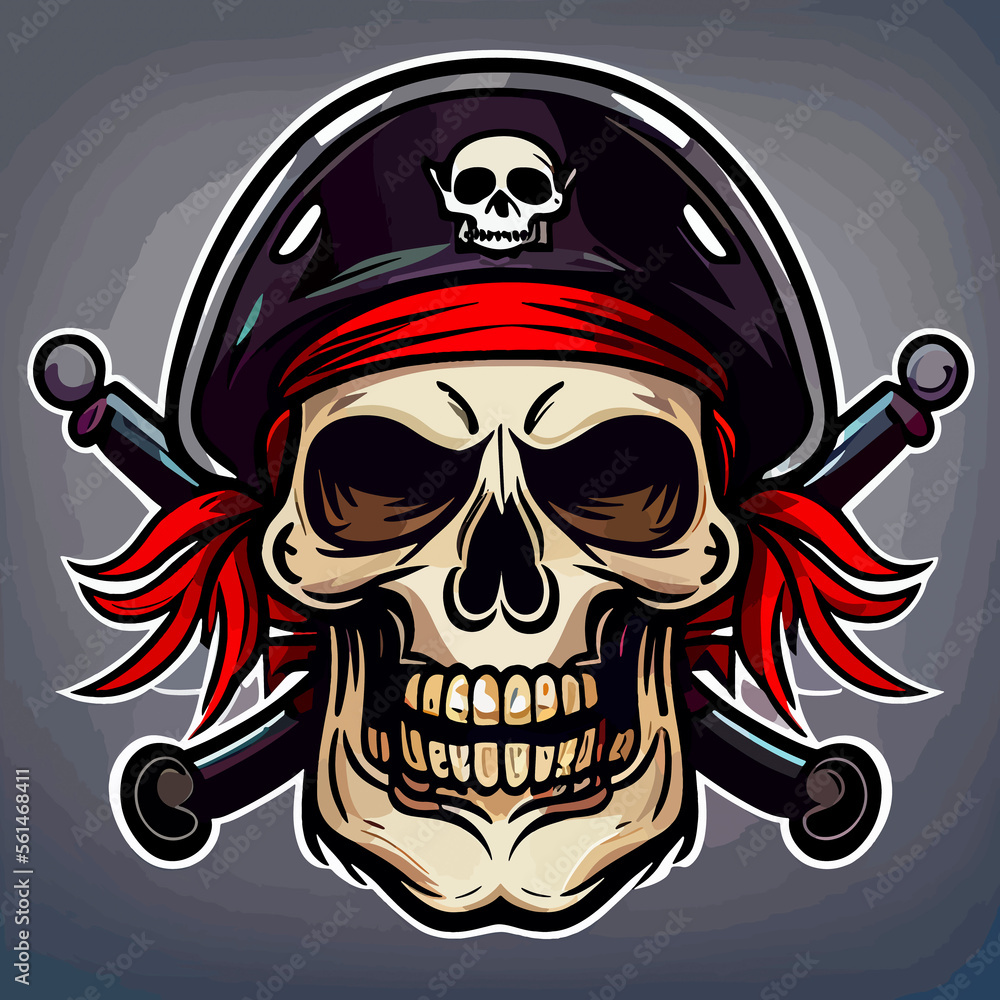 Pirate skull vector icon illustration