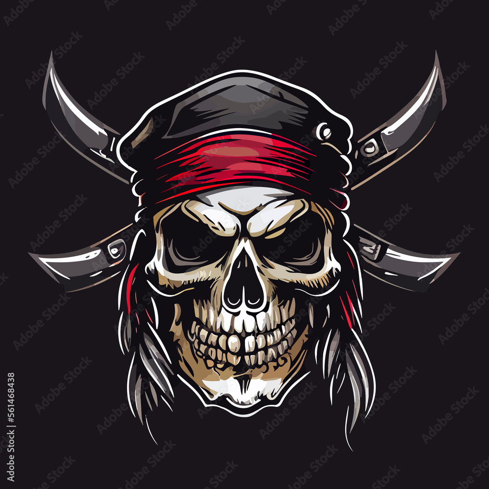 Fototapeta premium Pirate skull vector icon illustration