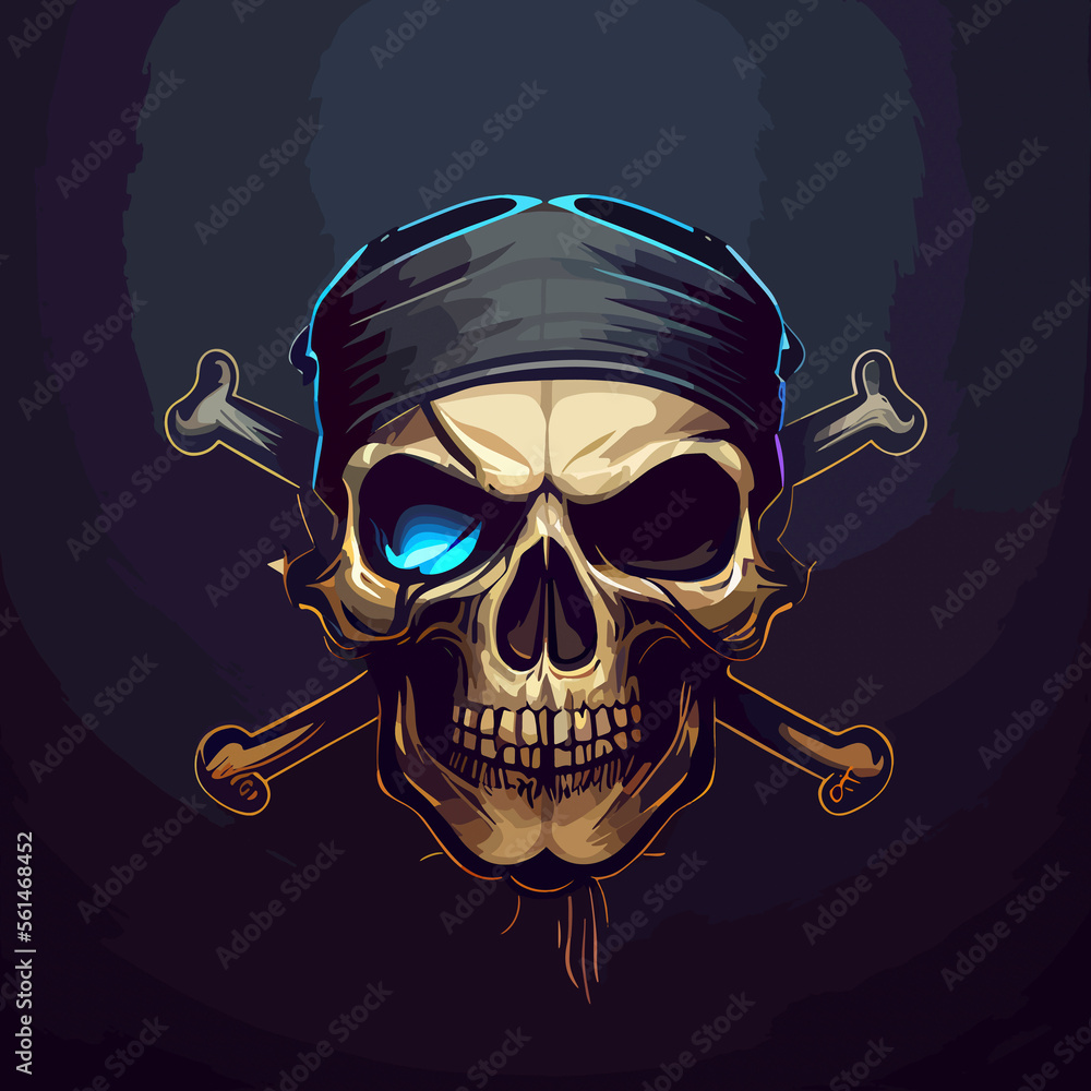 Pirate skull flat design, vector art, pirate icon Pirate skull flat design, vector art, pirate icon