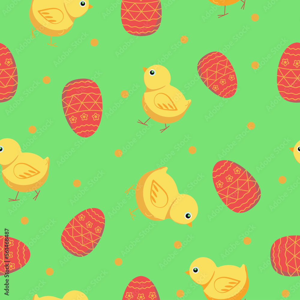 Seamless pattern. Chickens and eggs. Holiday Decor for Easter, vector illustration. Background , wallpaper, texture. Seamless pattern. Chickens and eggs. Holiday Decor for Easter, vector illustration. Background , wallpaper, texture.