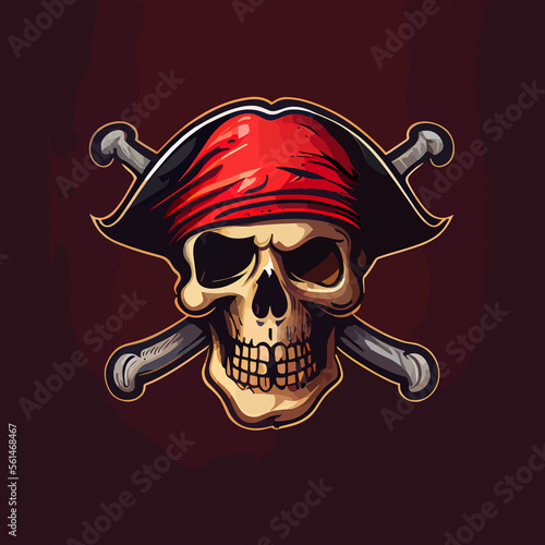Pirate skull flat design, vector art, pirate icon