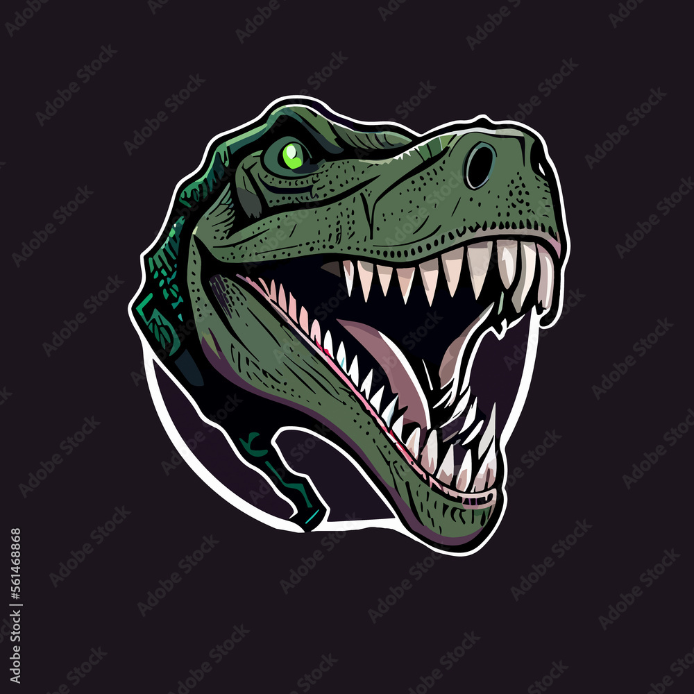 Obraz premium T-rex skull flat design, vector art, t-rex icon