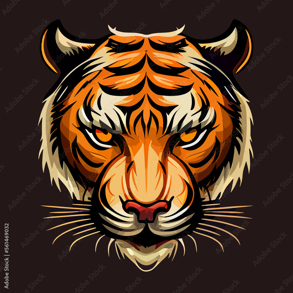 Tiger flat design, vector art, tiger icon