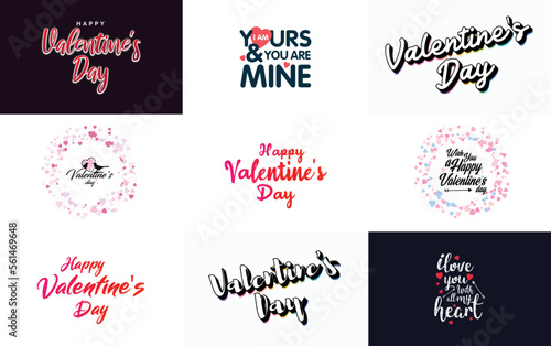 Happy Valentine s Day greeting card template with a floral theme and a pink color scheme