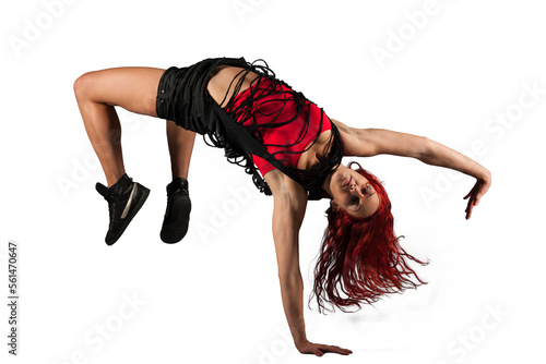 young modern dancer preform a dance standing on one arm isolated without background PNG