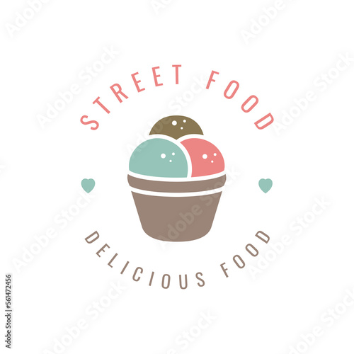 ice cream cup delicious collection restaurant logo design illustration