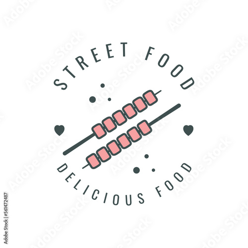 satay indonesian culinary fresh delicious beef food logo design vector
