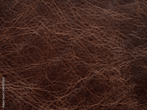 Obraz na płótnie Genuine luxury dark brown vintage leather texture sample. Textured backdrop or background effective for design, upholstered furniture, clothing industry with place for text. Faux eco leather. w salonie