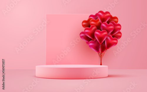 Valentine's day scene background. Product presentation, mock up, show cosmetic product, Podium, stage pedestal or platform.
