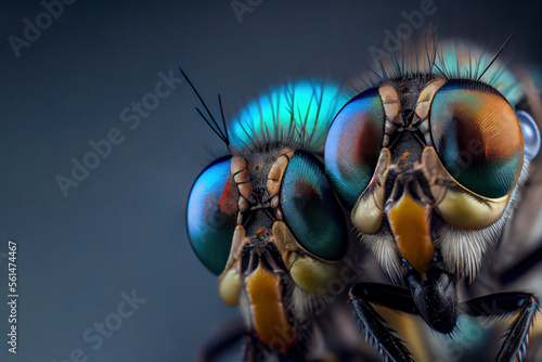 Long-legged flies close-up. Generative Ai © Alexandra